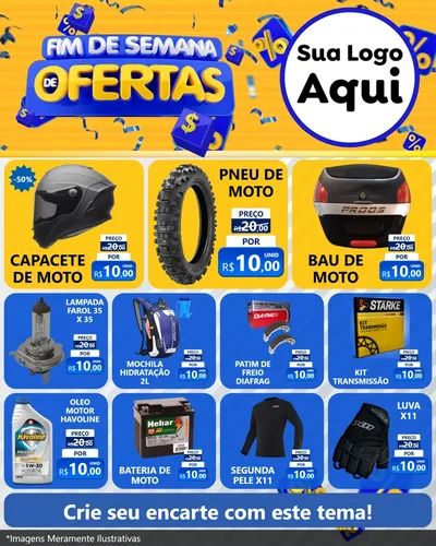 Modelo de Rede Social para Feed Instagram com o tema Fim de Semana de Ofertas para Moto peças