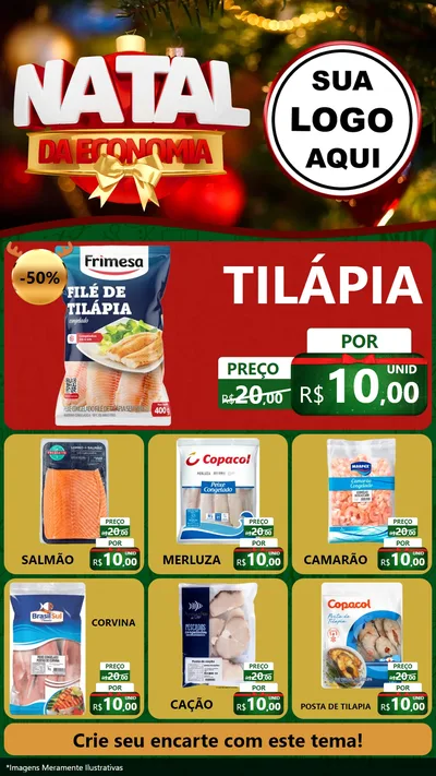 Modelo de Rede Social para Stories com o tema Natal da Economia para Peixaria