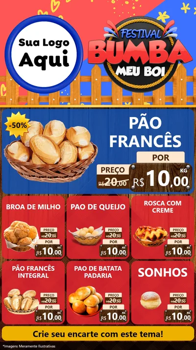 Modelo de Rede Social para Stories com o tema Festival Bumba Meu Boi para Padaria