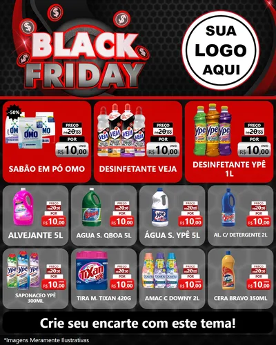 Modelo de Rede Social para Feed Instagram com o tema Black Friday para Produtos de Limpeza