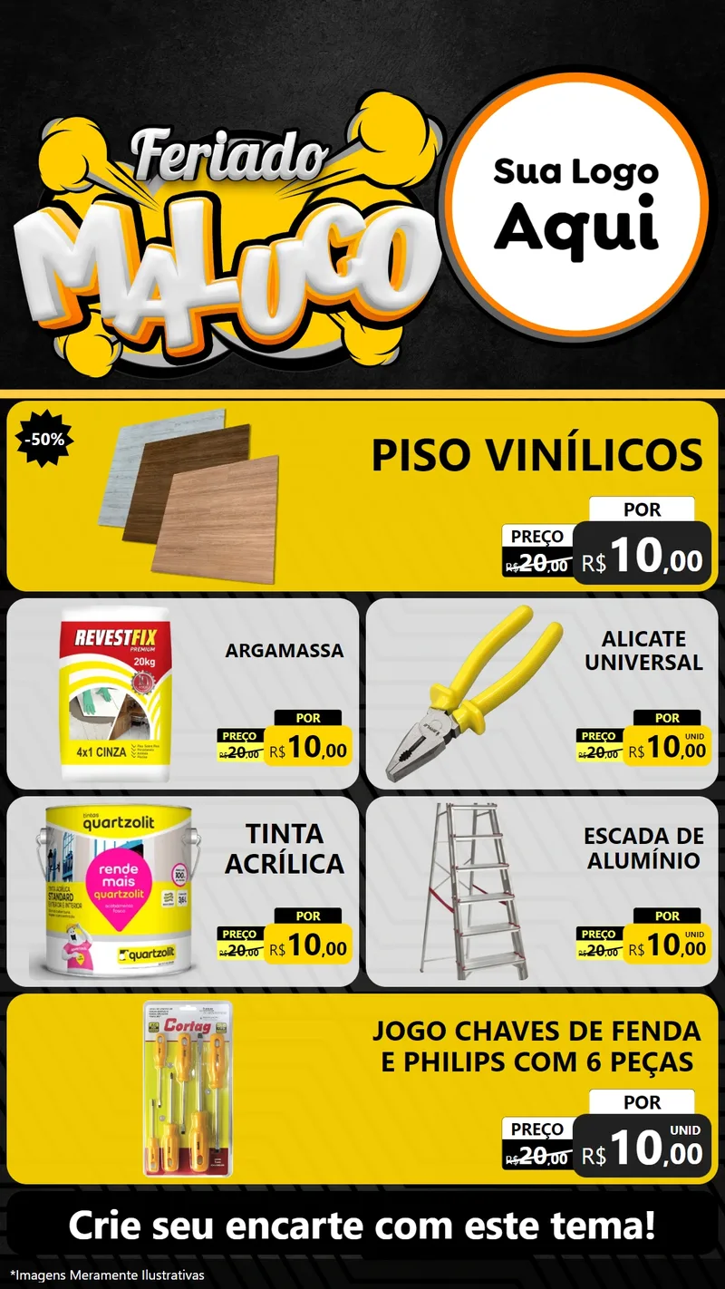 Modelo de TV para TV Vertical com o tema Feriado Maluco para Material para Construção