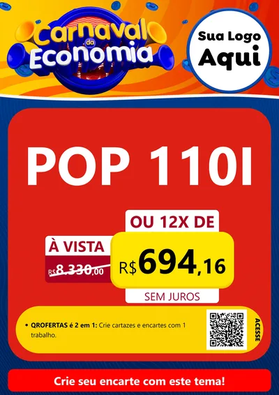 Modelo de Cartaz para Cartaz A4 Vertical com o tema Carnaval da Economia para Concessionaria de Motos