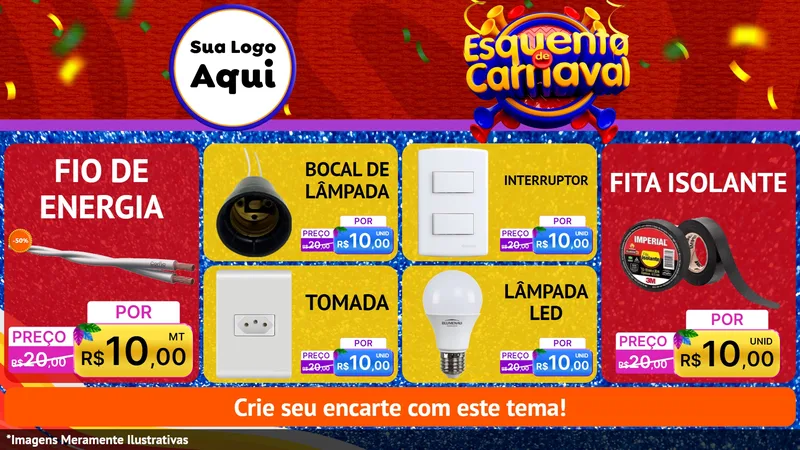 Modelo de TV para TV Horizontal com o tema Esquenta de Carnaval para Materiais Elétricos