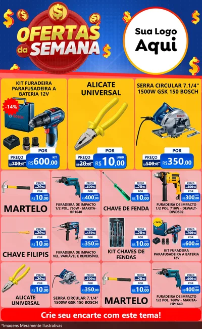 Modelo de Encarte para Encarte Grande com o tema Ofertas Da Semana para Maquinas e Ferramentas