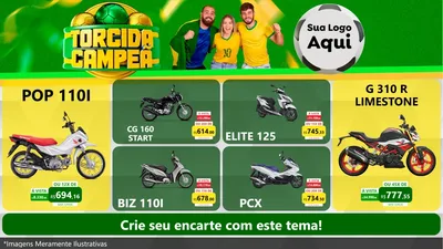 Modelo de TV para TV Horizontal com o tema Torcida Campeã - Copa para Concessionaria de Motos