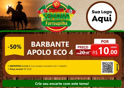 Modelo de Cartaz para Cartaz A4 Horizontal com o tema Especial Semana Farroupilha para Armarinho e Aviamentos