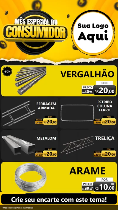 Modelo de TV para TV Vertical com o tema Mês Especial do Consumidor para Ferragens