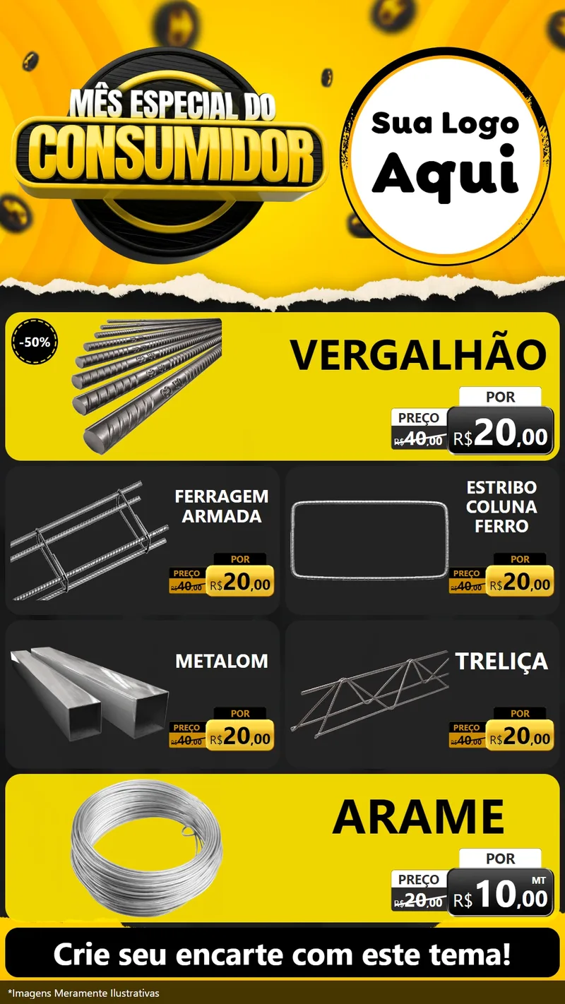 Modelo de TV para TV Vertical com o tema Mês Especial do Consumidor para Ferragens