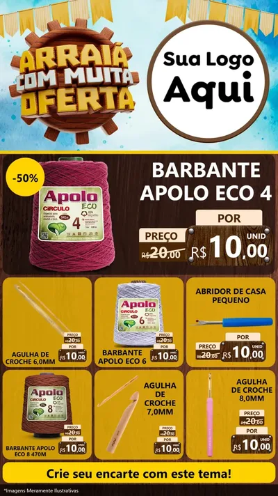 Modelo de Rede Social para Stories com o tema Ofertas de São João - Junina para Armarinho e Aviamentos