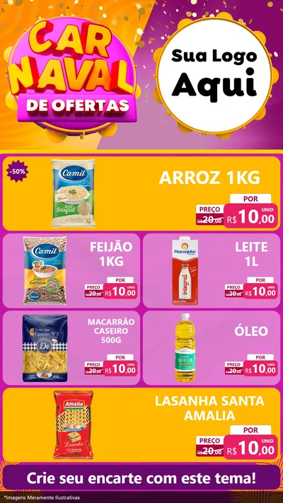 Modelo de TV para TV Vertical com o tema Carnaval de Ofertas para Supermercado