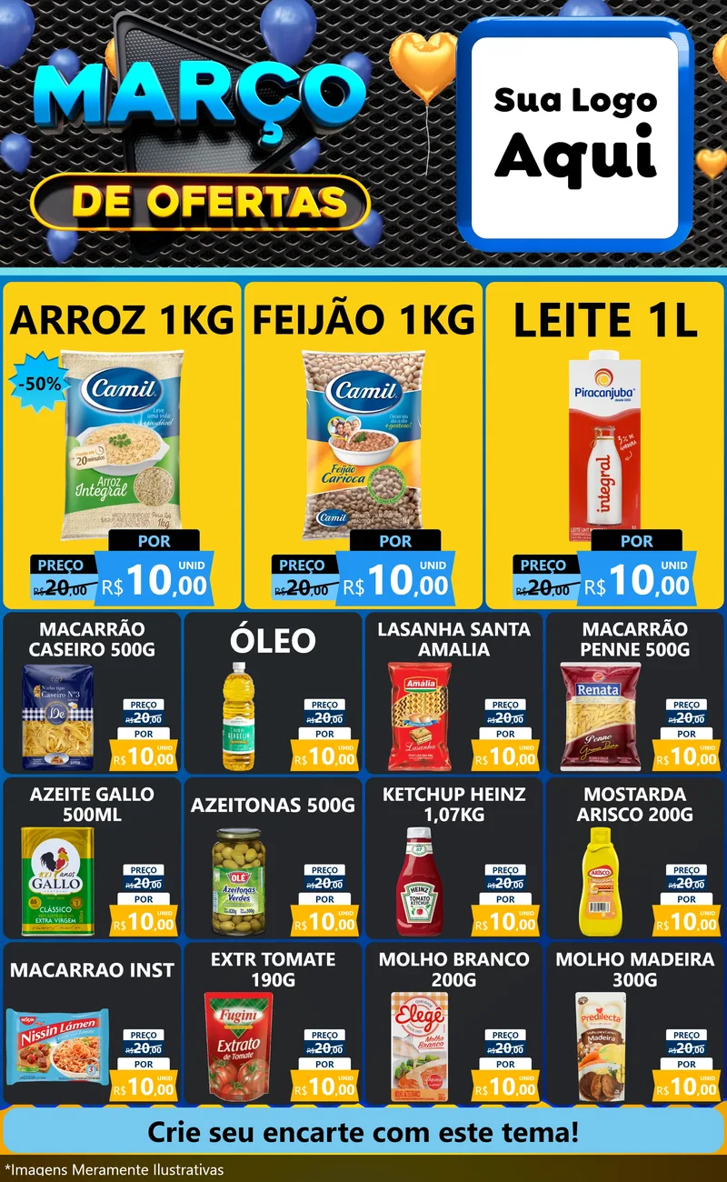 Modelo de Encarte para Encarte Grande com o tema Março de Ofertas para Supermercado