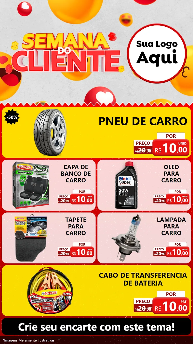 Modelo de TV para TV Vertical com o tema Semana do Cliente para Auto peças