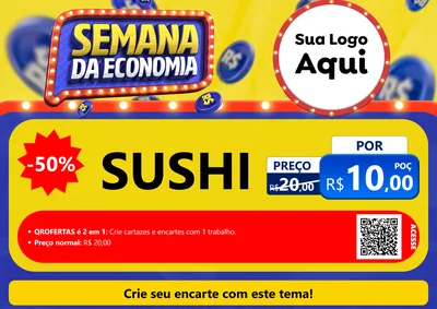 Modelo de Cartaz para Cartaz A4 Horizontal com o tema Semana da Economia para Comida japonesa