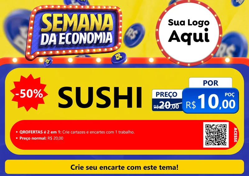Modelo de Cartaz para Cartaz A4 Horizontal com o tema Semana da Economia para Comida japonesa