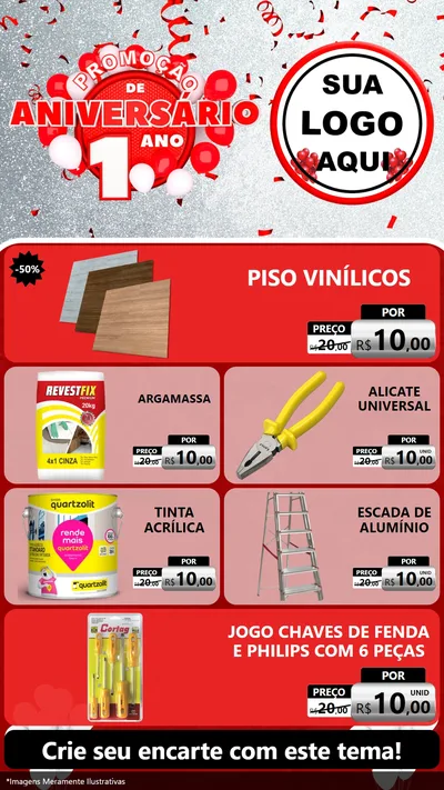 Modelo de TV para TV Vertical com o tema Promoção de Aniversário - 1 Ano para Material para Construção