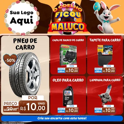 Modelo de Rede Social para Feed Facebook com o tema O Coelho Ficou Maluco - Páscoa para Auto peças