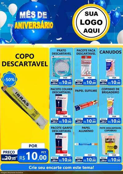 Modelo de Encarte para Encarte A4 Vertical com o tema Mês de Aniversário para Embalagens