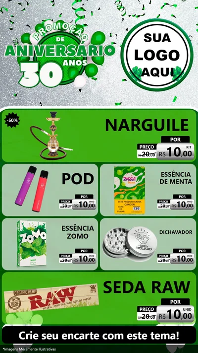 Modelo de TV para TV Vertical com o tema Promoção de Aniversário - 30 Anos para Tabacaria