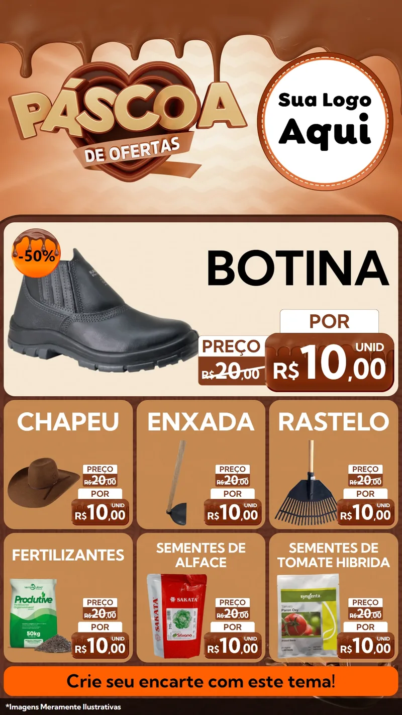 Modelo de Rede Social para Stories com o tema Páscoa de Ofertas para Agropecuária
