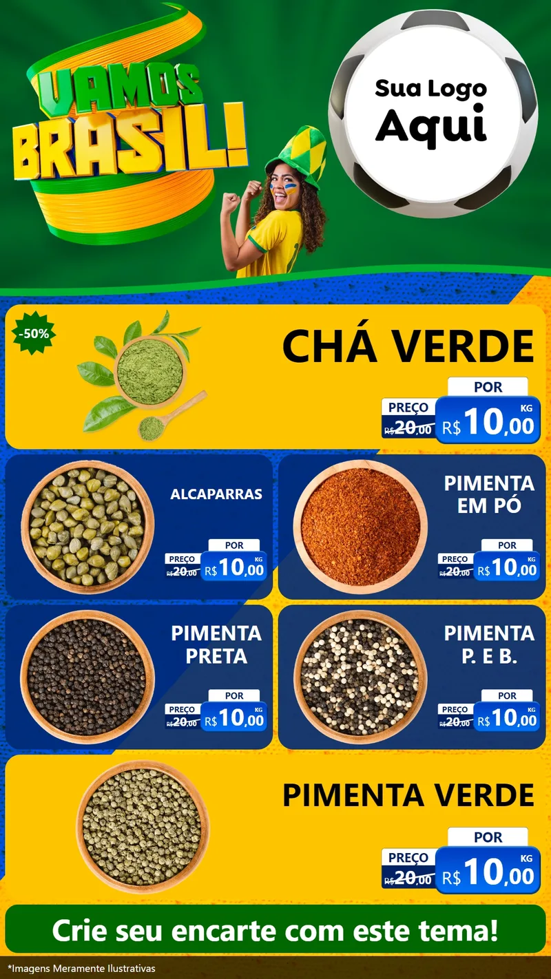 Modelo de TV para TV Vertical com o tema Vamos Brasil - Copa para Produtos Naturais