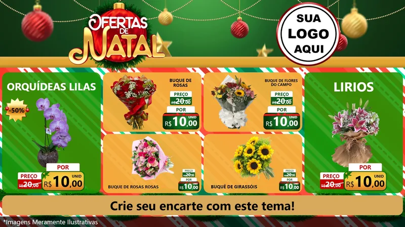 Modelo de TV para TV Horizontal com o tema Ofertas de Natal para Floricultura e jardim