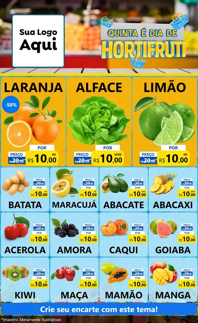 Modelo de Encarte para Encarte Grande com o tema Quinta É Dia de Hortifruti para Hortifrúti