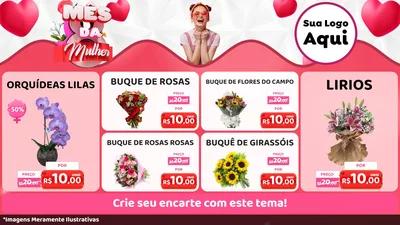 Modelo de TV para TV Horizontal com o tema Mês da Mulher para Floricultura e jardim