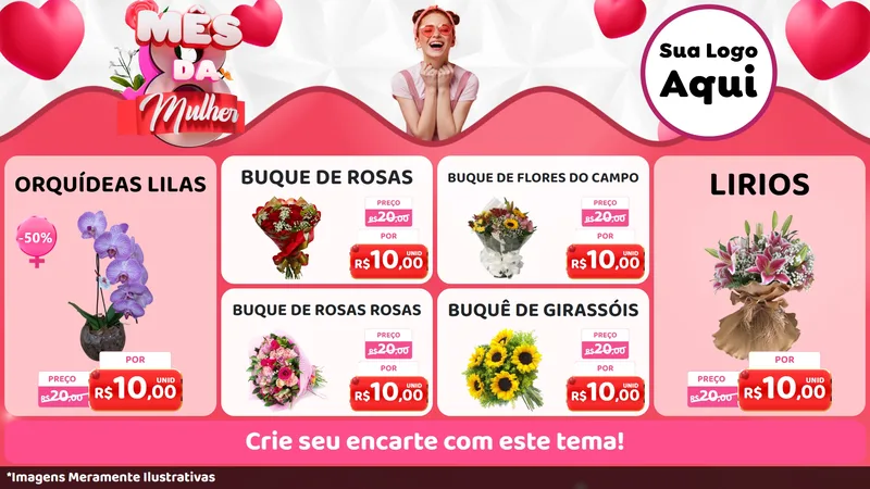Modelo de TV para TV Horizontal com o tema Mês da Mulher para Floricultura e jardim