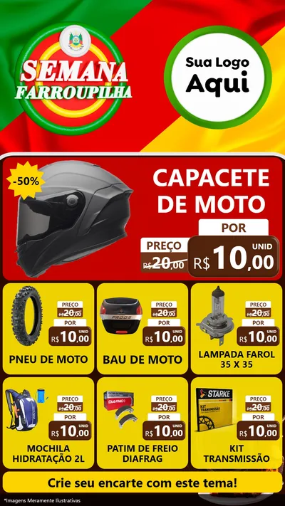 Modelo de Rede Social para Stories com o tema Semana Farroupilha para Moto peças