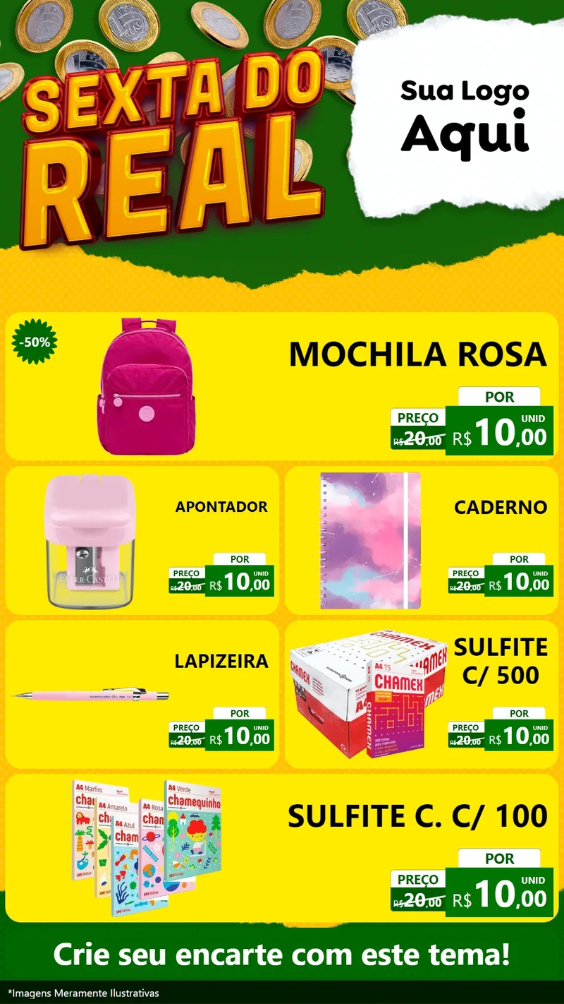 Modelo de TV para TV Vertical com o tema Sexta do Real para Papelaria