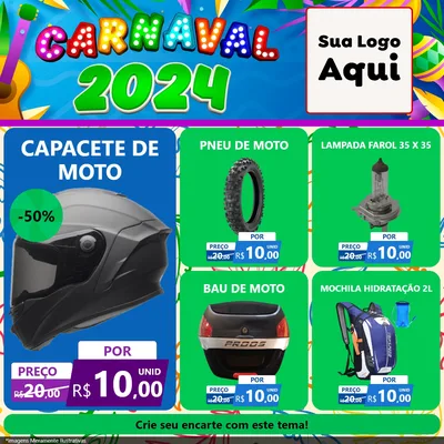 Modelo de Rede Social para Feed Facebook com o tema Carnaval 2027 para Moto peças