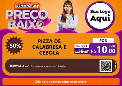 Modelo de Cartaz para Cartaz A4 Horizontal com o tema Semana do Preço Baixo para Pizzaria