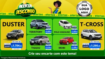 Modelo de TV para TV Horizontal com o tema Alerta de Desconto para Concessionaria de Carros