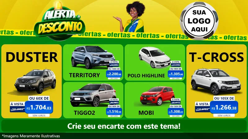 Modelo de TV para TV Horizontal com o tema Alerta de Desconto para Concessionaria de Carros