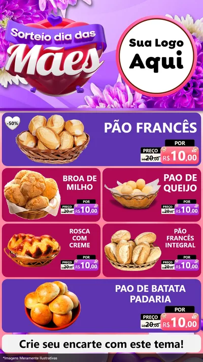Modelo de TV para TV Vertical com o tema Sorteio Dia das Mães para Padaria