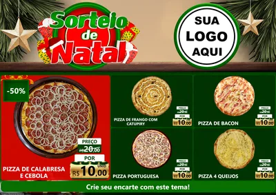 Modelo de Encarte para Encarte A4 Horizontal com o tema Sorteio de Natal para Pizzaria
