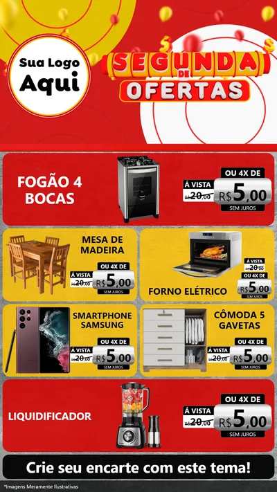 Modelo de TV para TV Vertical com o tema Segunda de Ofertas para Móveis e Eletro