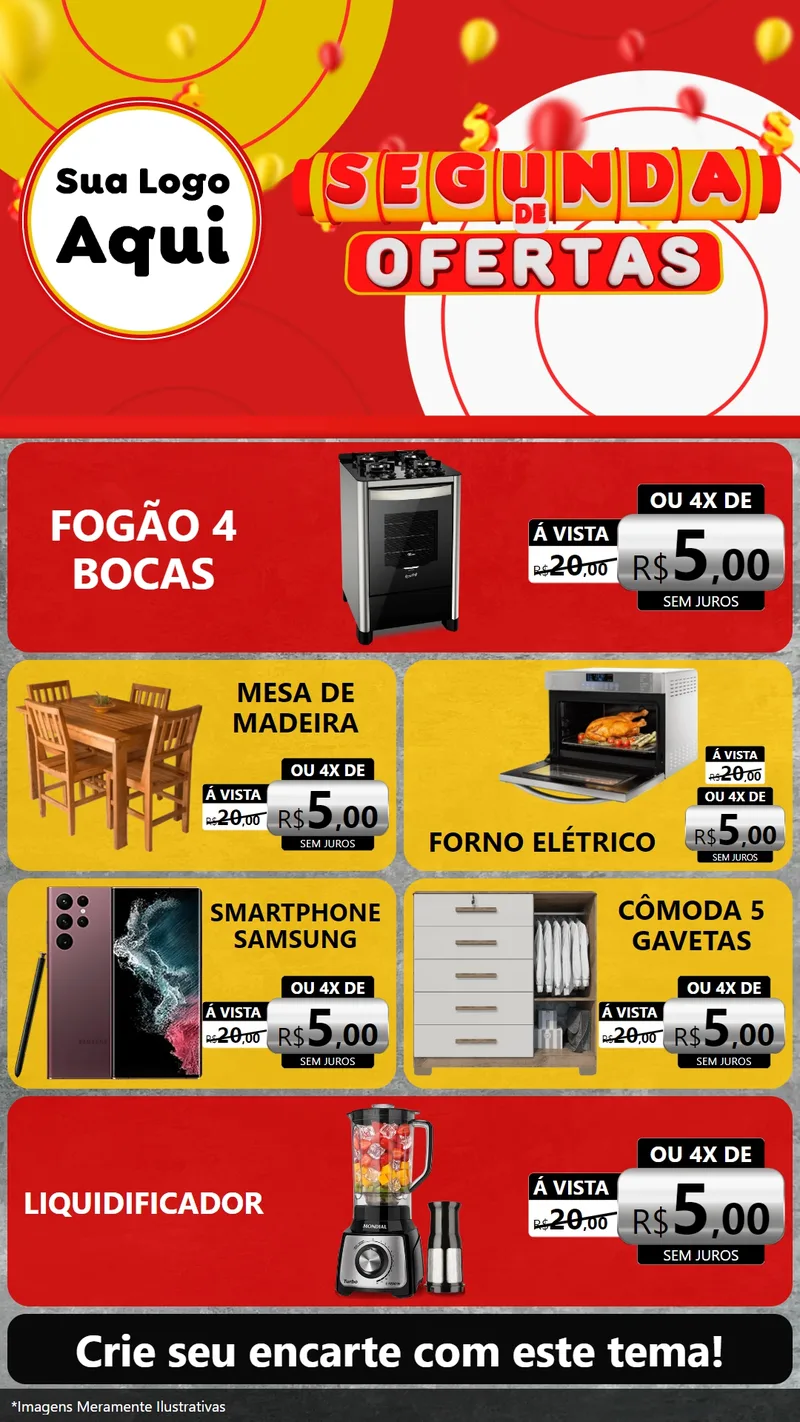 Modelo de TV para TV Vertical com o tema Segunda de Ofertas para Móveis e Eletro