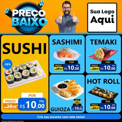 Modelo de Rede Social para Feed Facebook com o tema Preço Baixo para Comida japonesa