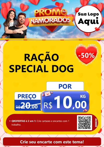 Modelo de Cartaz para Cartaz A4 Vertical com o tema Promo dos Namorados para Pet Shop