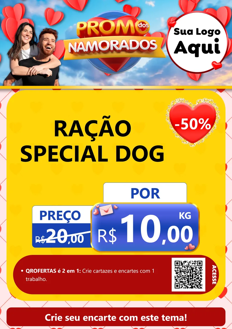 Modelo de Cartaz para Cartaz A4 Vertical com o tema Promo dos Namorados para Pet Shop