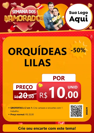 Modelo de Cartaz para Cartaz A4 Vertical com o tema Semana dos Namorados para Floricultura e jardim