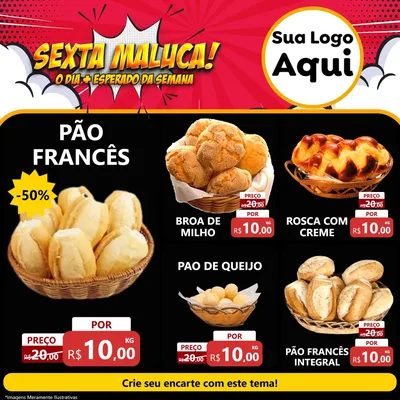 Modelo de Rede Social para Feed Facebook com o tema Sexta Maluca! para Padaria