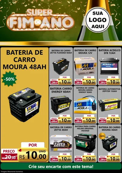 Modelo de Encarte para Encarte A4 Vertical com o tema Super Fim de Ano para Baterias Elétricas