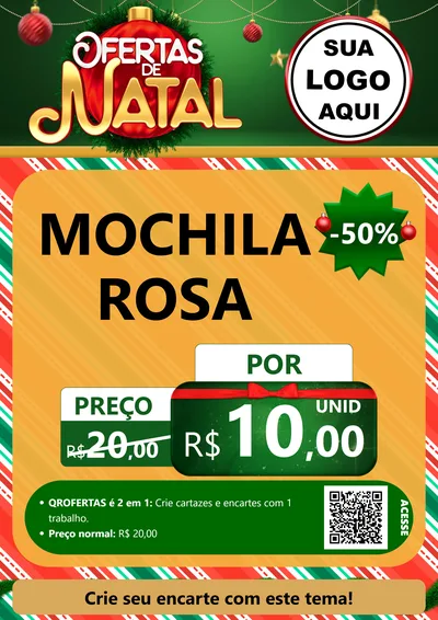 Modelo de Cartaz para Cartaz A4 Vertical com o tema Ofertas de Natal para Papelaria