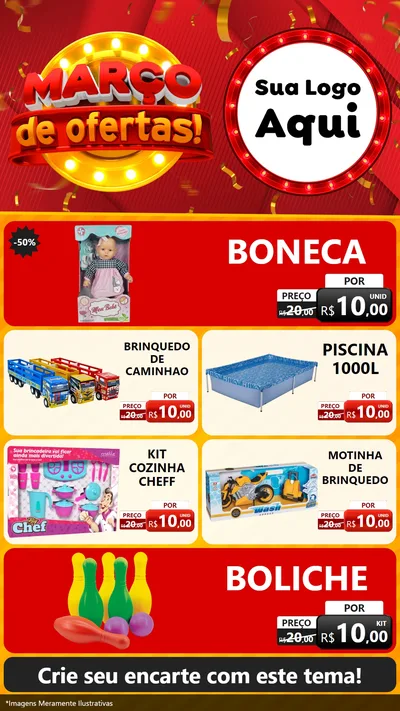 Modelo de TV para TV Vertical com o tema Março de Ofertas! para Brinquedos