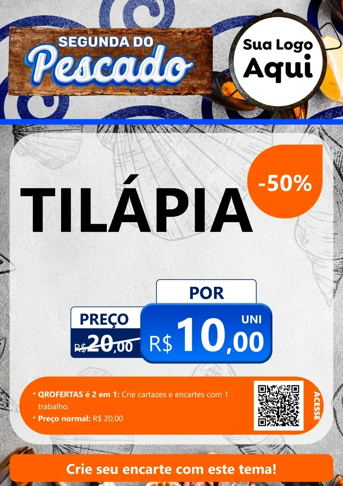 Modelo de Cartaz para Cartaz A4 Vertical com o tema Segunda do Pescado para Peixaria