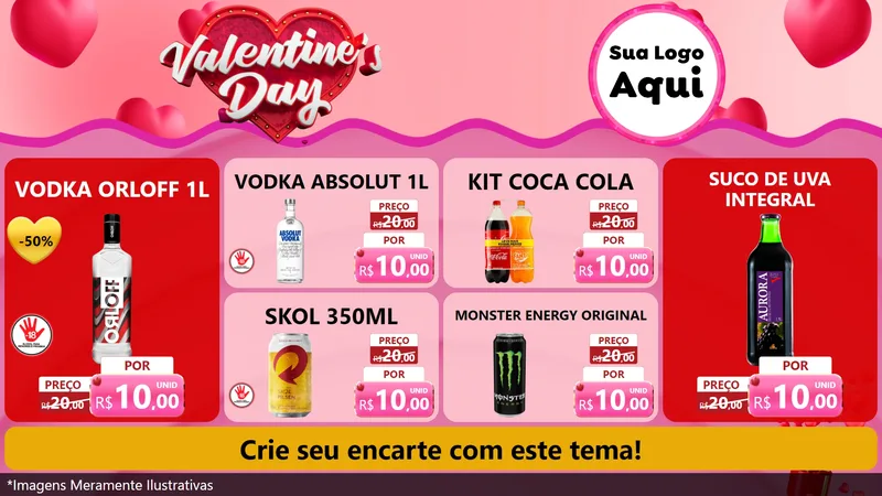 Modelo de TV para TV Horizontal com o tema Valentine's Day para Distribuidora de bebidas