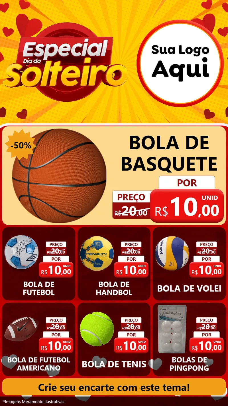 Modelo de Rede Social para Stories com o tema Especial Dia do Solteiro para Artigos Esportivos