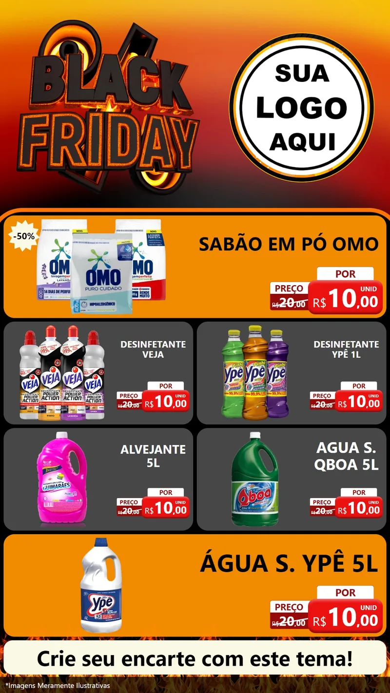 Modelo de TV para TV Vertical com o tema Black Friday para Produtos de Limpeza
